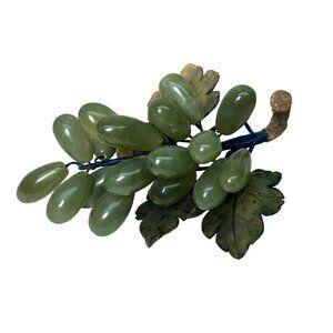 Vintage Grape Cluster Carved Stone Leaves Jade Mid-Century MCM Decor